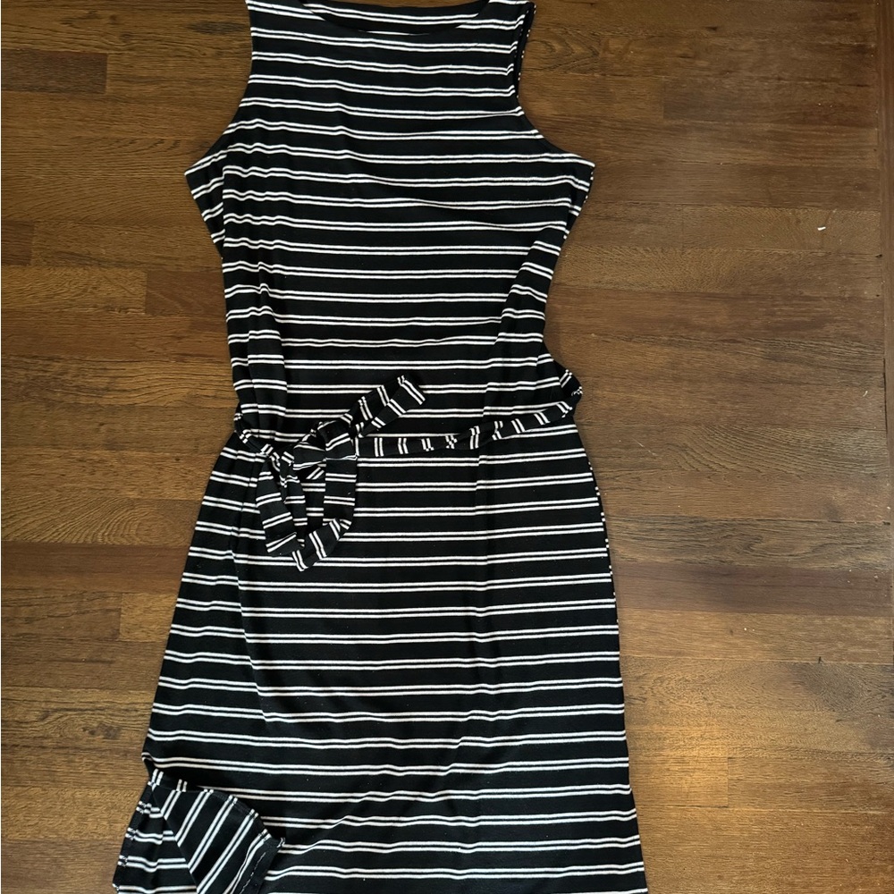 Black and White Striped Sleeveless Dress super soft fabric